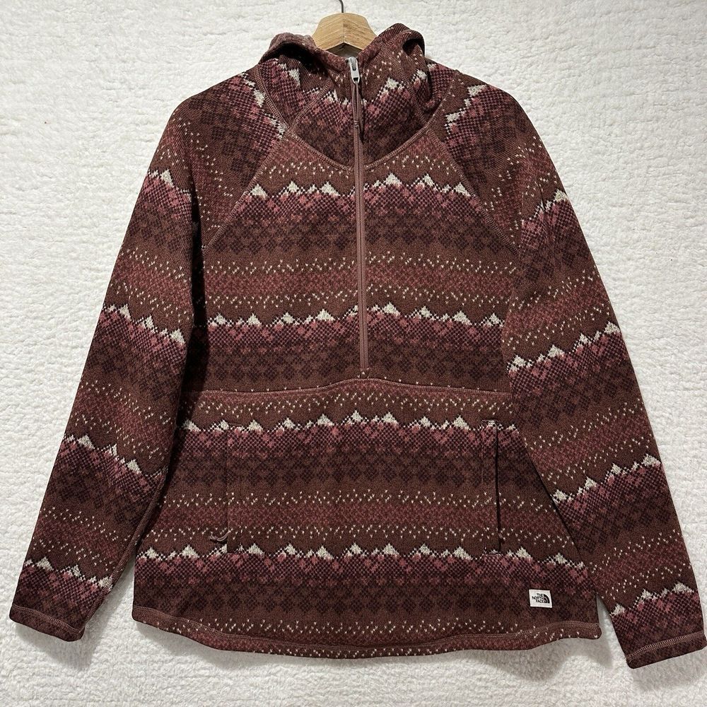 The North Face TNF Women's Multicolor Aztec 1/2 Zip Fleece Hoodie Pullover XL/TG